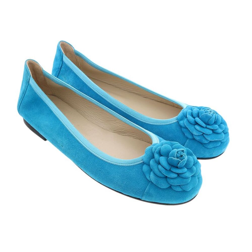 Daniela Fargion Taupe Suede Camelia Toe Flat Suede Ballerina Shoes-